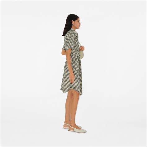 burberry off the shoulder dress|Check Cotton Shirt Dress in Husk .